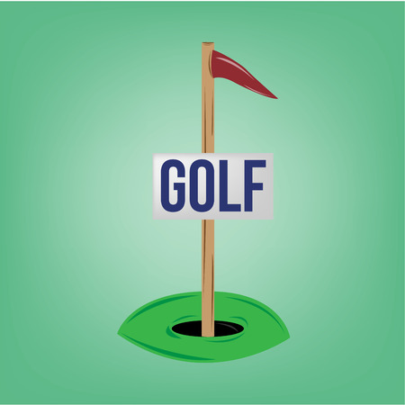 a golf label with its flag and some textのイラスト素材