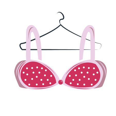 a pink bra with some dots and details on a white backgroundのイラスト素材
