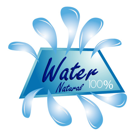 a blue icon with some drops of water and textのイラスト素材