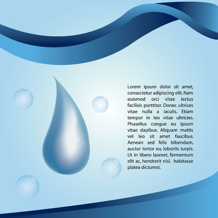 a blue background with some text, a drop of water and blue wavesのイラスト素材