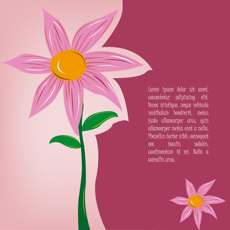 a colored flower on a pink background with textのイラスト素材