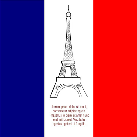 a french flag with a black silhouette of the eiffel towerのイラスト素材