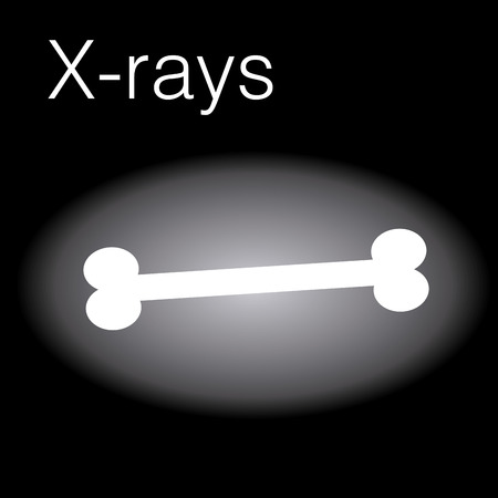 a black background with a bone on a x-ray scanのイラスト素材