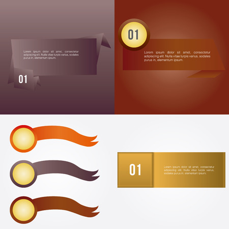 four different colored banners on different backgroundsのイラスト素材