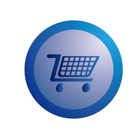 a round blue button with a shopping cartのイラスト素材