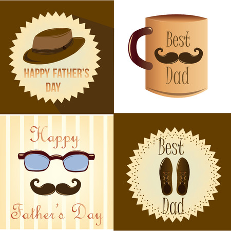 a set of colored backgrounds with different objects for father's dayのイラスト素材