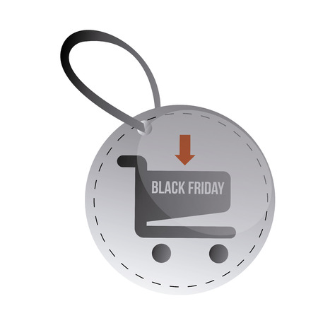 a round button with a cart and text for black fridayのイラスト素材