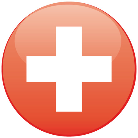 a round badge with the flag of switzerland on a white backgroundのイラスト素材