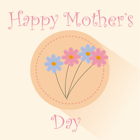 an isolated button with flowers and text for mother's dayのイラスト素材