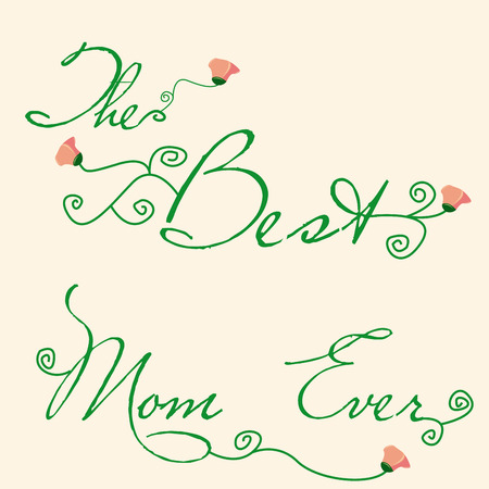 a light yellow background with green text and roses for mother's dayのイラスト素材