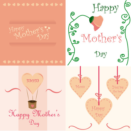 a set of four colored backgrounds with different elements for mother's dayのイラスト素材