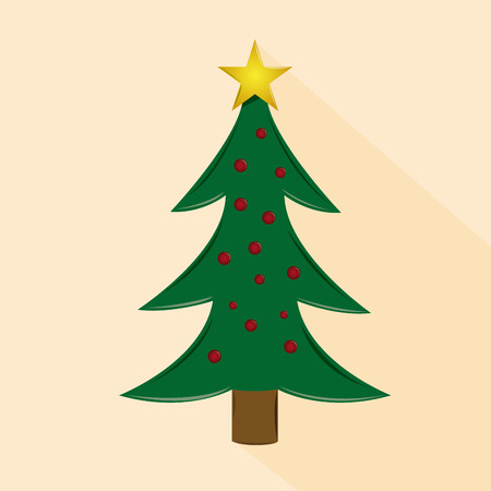 an isolated green christmas tree with a star for christmasのイラスト素材