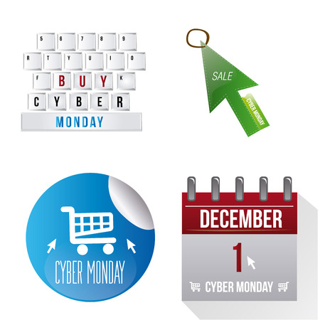 a set of different elements with text for cyber mondayのイラスト素材