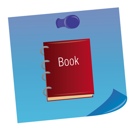 an isolated red book with text on its cover on a blue backgroundのイラスト素材