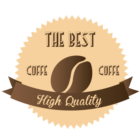 a brown label with text, a ribbon and a coffee beanのイラスト素材