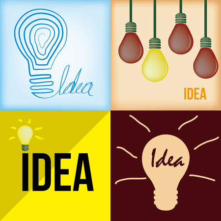 a set of different light bulbs on different backgroundsのイラスト素材