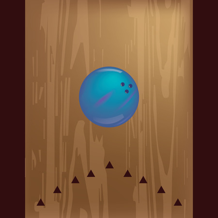 a blue bowling ball on a wooden backgroundのイラスト素材