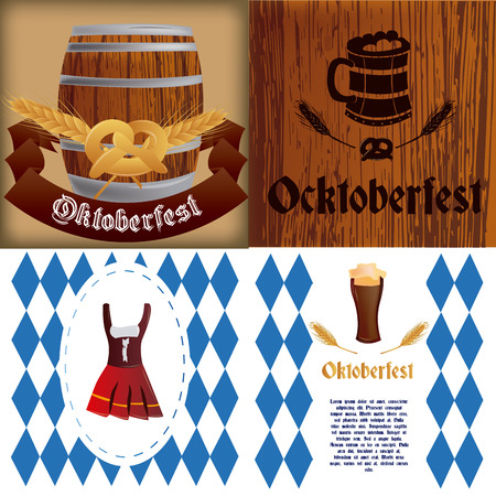 a set of different backgrounds with different elements for oktoberfestのイラスト素材