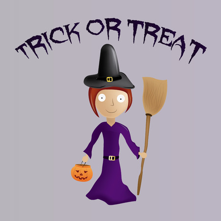 an isolated girl with a witch disguise for halloweenのイラスト素材