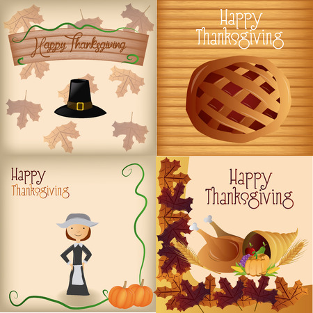 a set of different backgrounds with different elements and text for thanksgivingのイラスト素材
