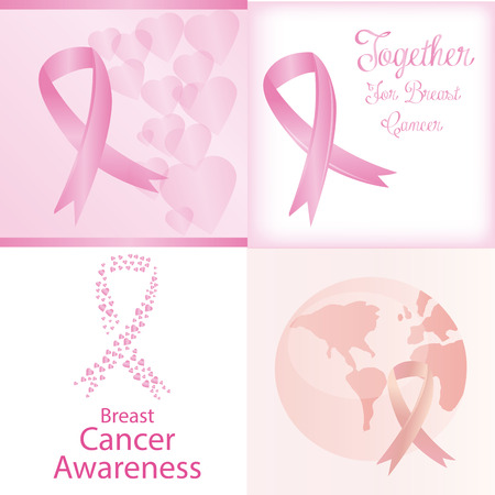 a set of pink backgrounds and labels for breast cancer awareness campaignsのイラスト素材