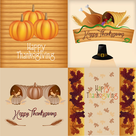 a set of different backgrounds with different elements and text for thanksgivingのイラスト素材