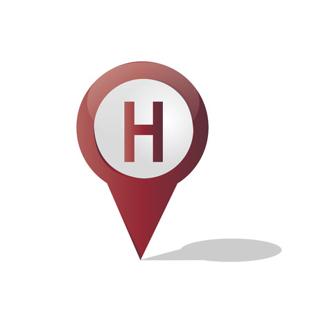 an isolated red pin with an hospital icon inside itのイラスト素材
