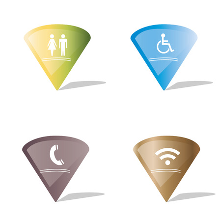 a set of colored pins with different iconsのイラスト素材