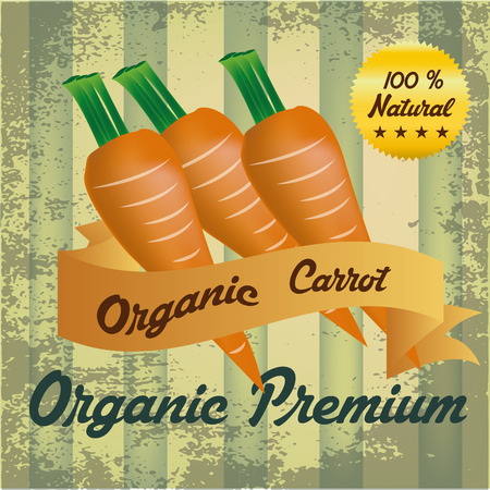 a group of carrots and a ribbon with text on a striped backgroundのイラスト素材