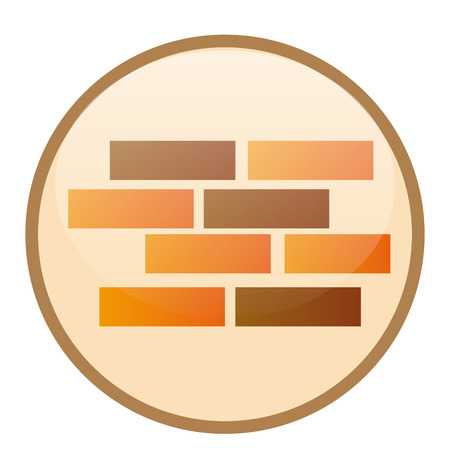 an isolated construction label with brick iconsのイラスト素材