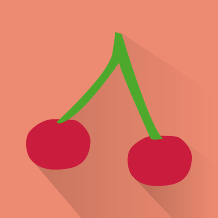 an isolated cherry on a pink backgroundのイラスト素材
