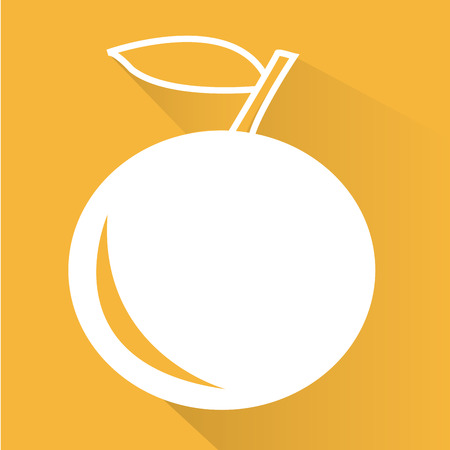 an isolated silhouette of an orange on a yellow backgroundのイラスト素材