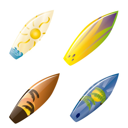 a set of surfboards with a beautiful design on a white backgroundのイラスト素材
