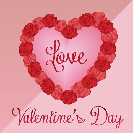 an isolated heart with flowers and text for valentine's dayのイラスト素材