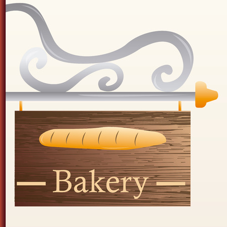 a wooden signal with text and a breadのイラスト素材