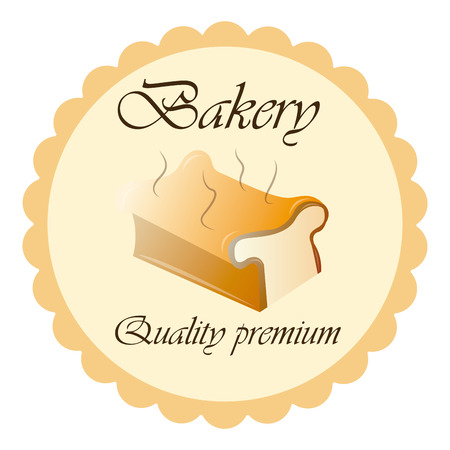 a colored label with text and a delicious breadのイラスト素材