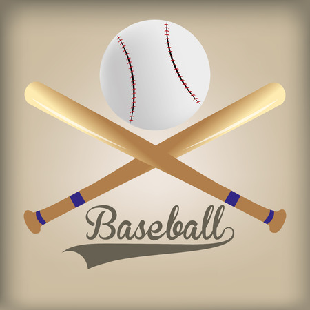 a colored background with a pair of baseball bats, a ball and textのイラスト素材
