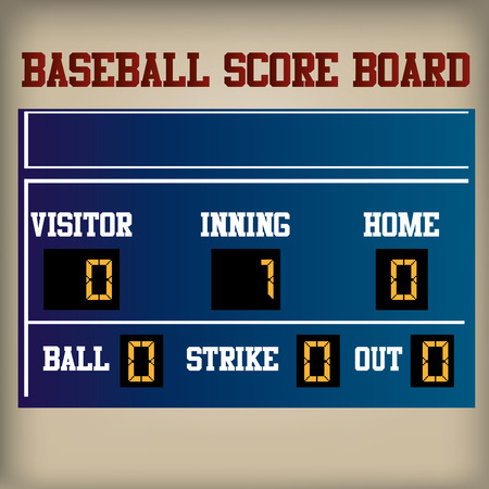 a blue baseball score board on a brown backgroundのイラスト素材