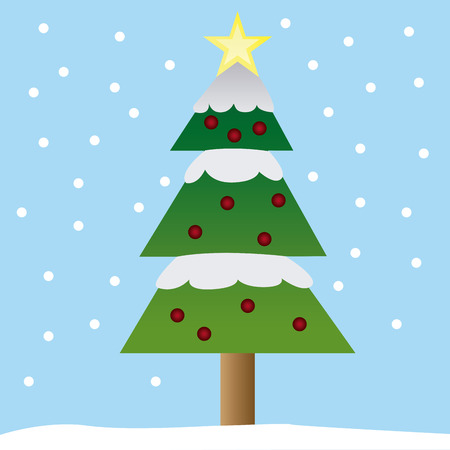 a blue background with a christmas tree and snowのイラスト素材