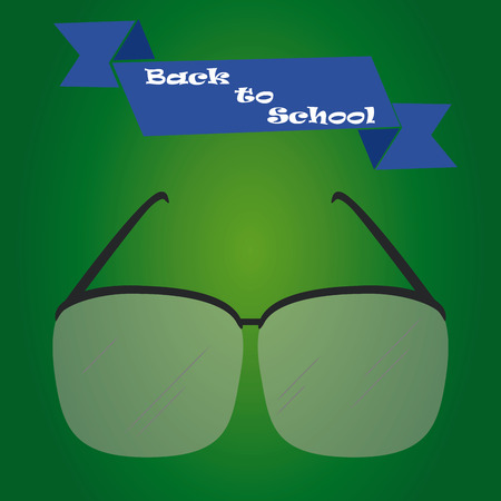 an isolated glasses and a ribbon with text on a green backgroundのイラスト素材