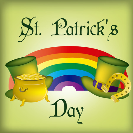 a green background with a lot of traditional elements for patrick's dayのイラスト素材