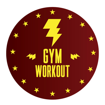 a red round label with text, stars and a thunderのイラスト素材