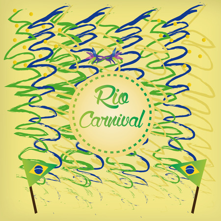 a colored background with text, a pair of brazilian flags and ornaments for carnivalのイラスト素材