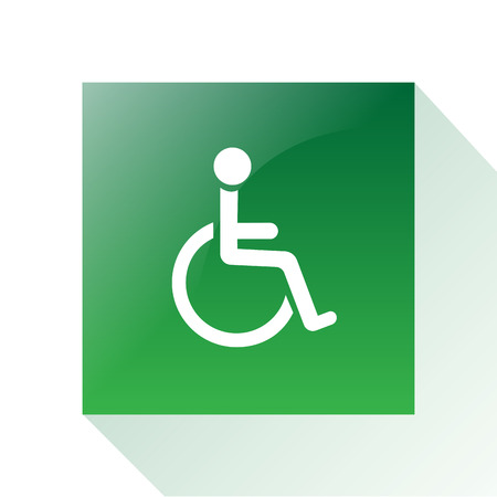 a green signal with a white silhouette of a disabled personのイラスト素材