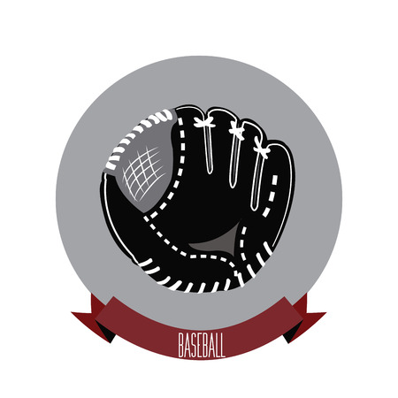 Abstract isolated baseball icon with a ribbon and textのイラスト素材