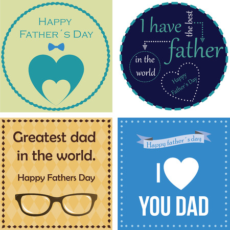 Set of backgrounds and labels with text and elements for father's day. Vector illustrationのイラスト素材