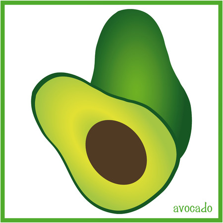 Isolated avocado on a white background. Vector illustrationのイラスト素材