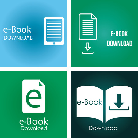 Set of colored backgrounds with e-book icons. Vector illustrationのイラスト素材