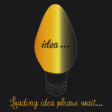 Isolated lightbulb with text on a black background. Vector illustrationのイラスト素材