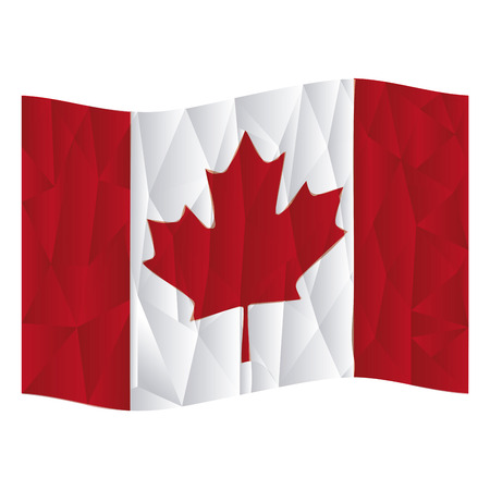 Isolated canadian flag on a white background. Low Poly vector illustrationのイラスト素材